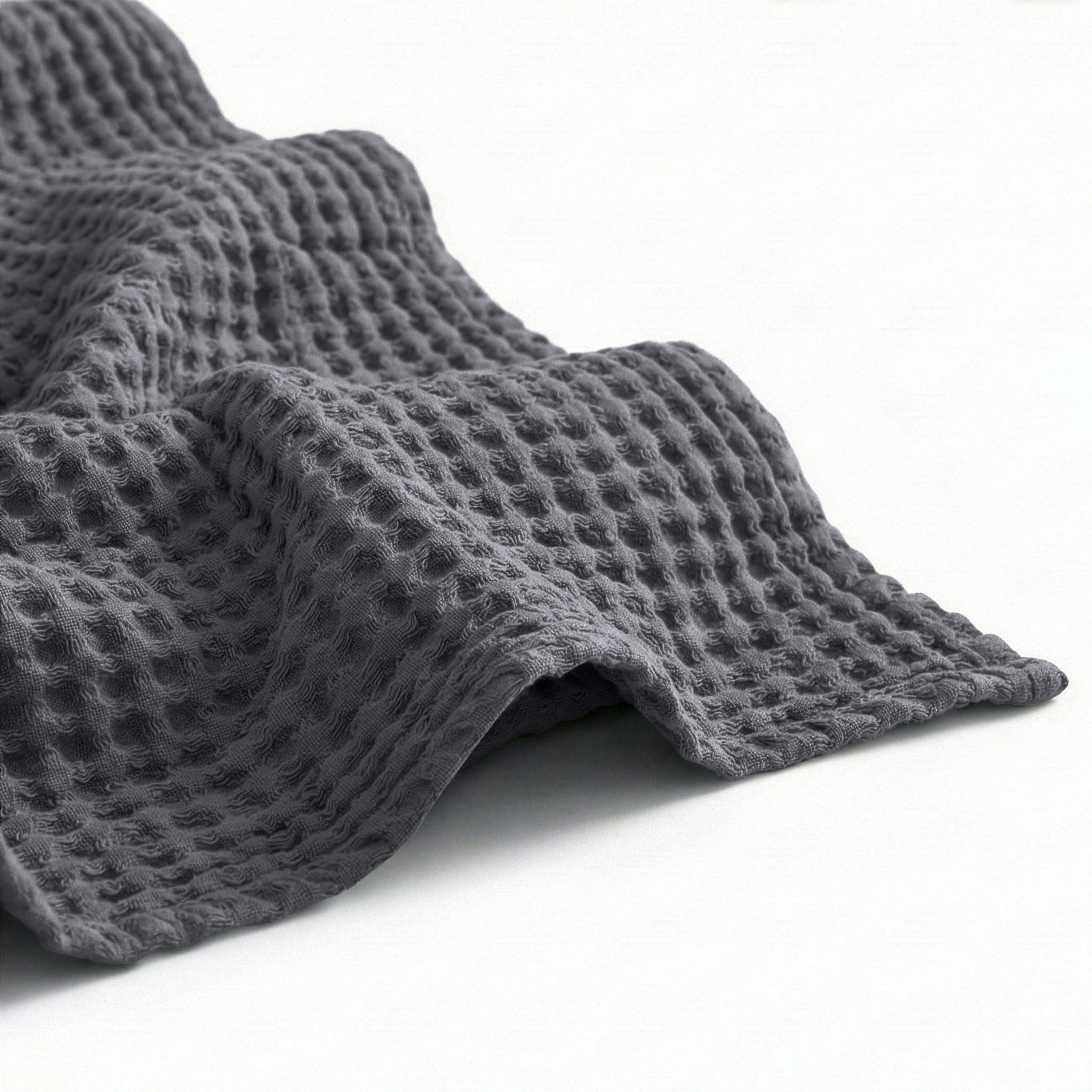 Egyptian cotton Waffle throw blanket,ultra-soft & lightweight with an elegant woven design ,king size 255x225 cm ,Grey  Color