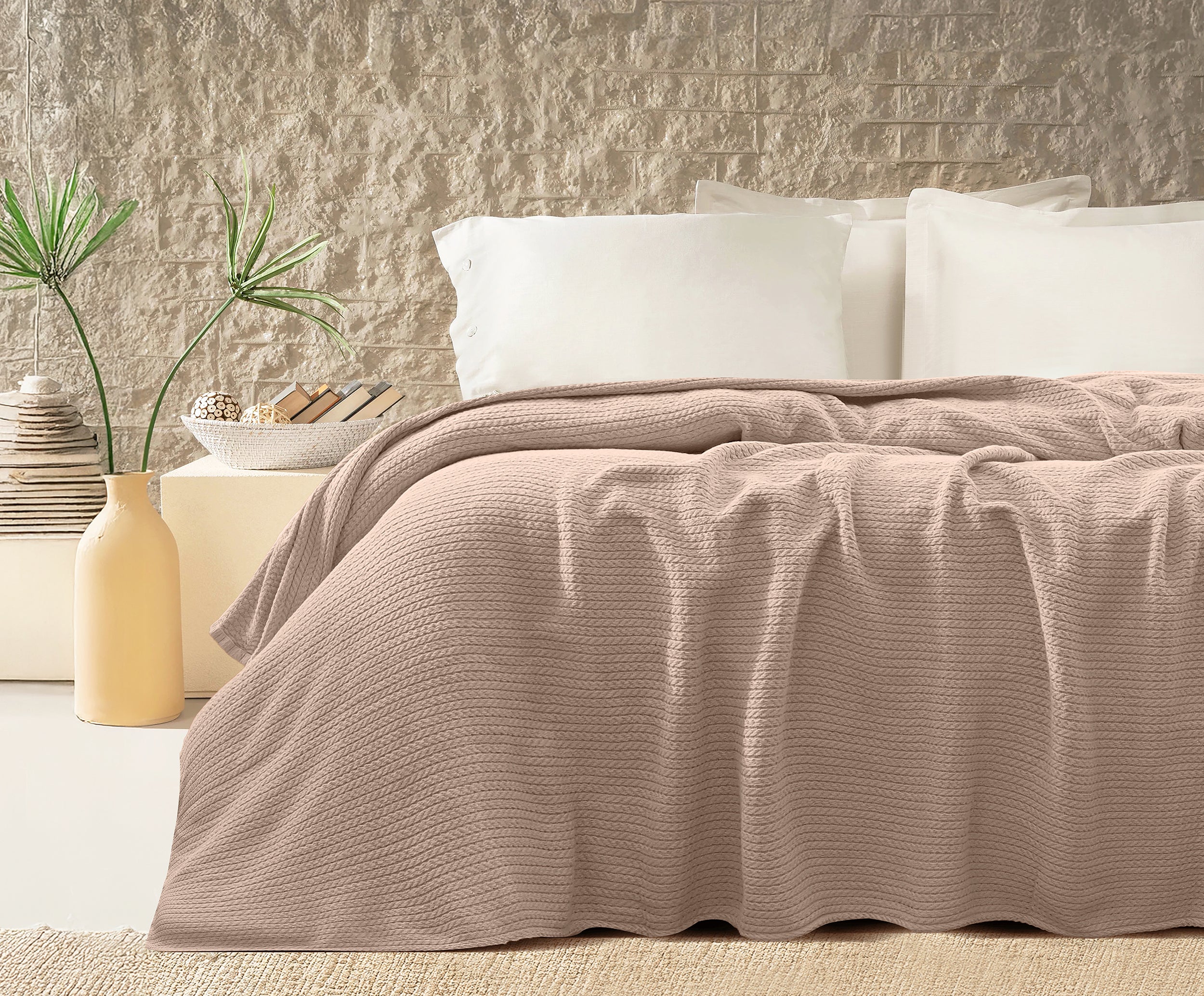 Premium Egyptian Cotton Orchid Throw Blanket Latte color