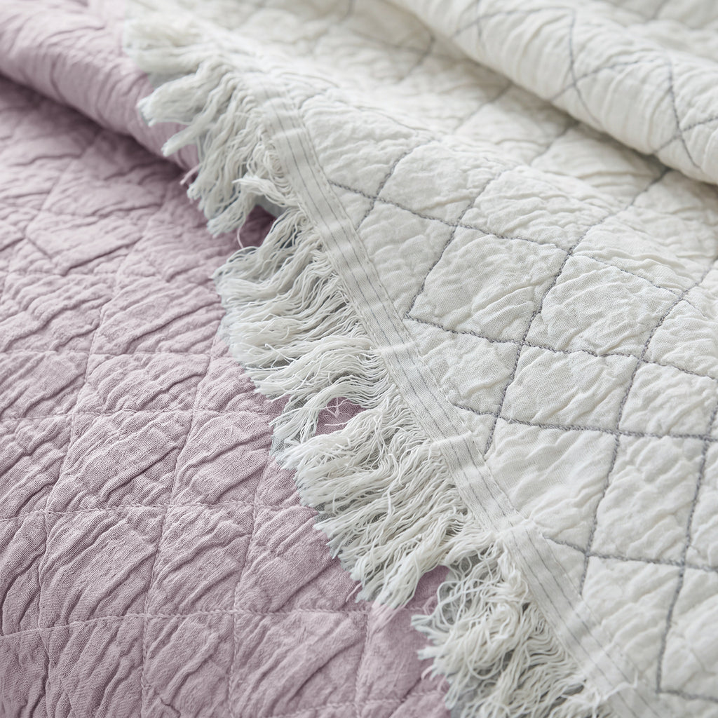 LunaTextured Bedspread – Soft Woven Coverlet with Decorative Fringe