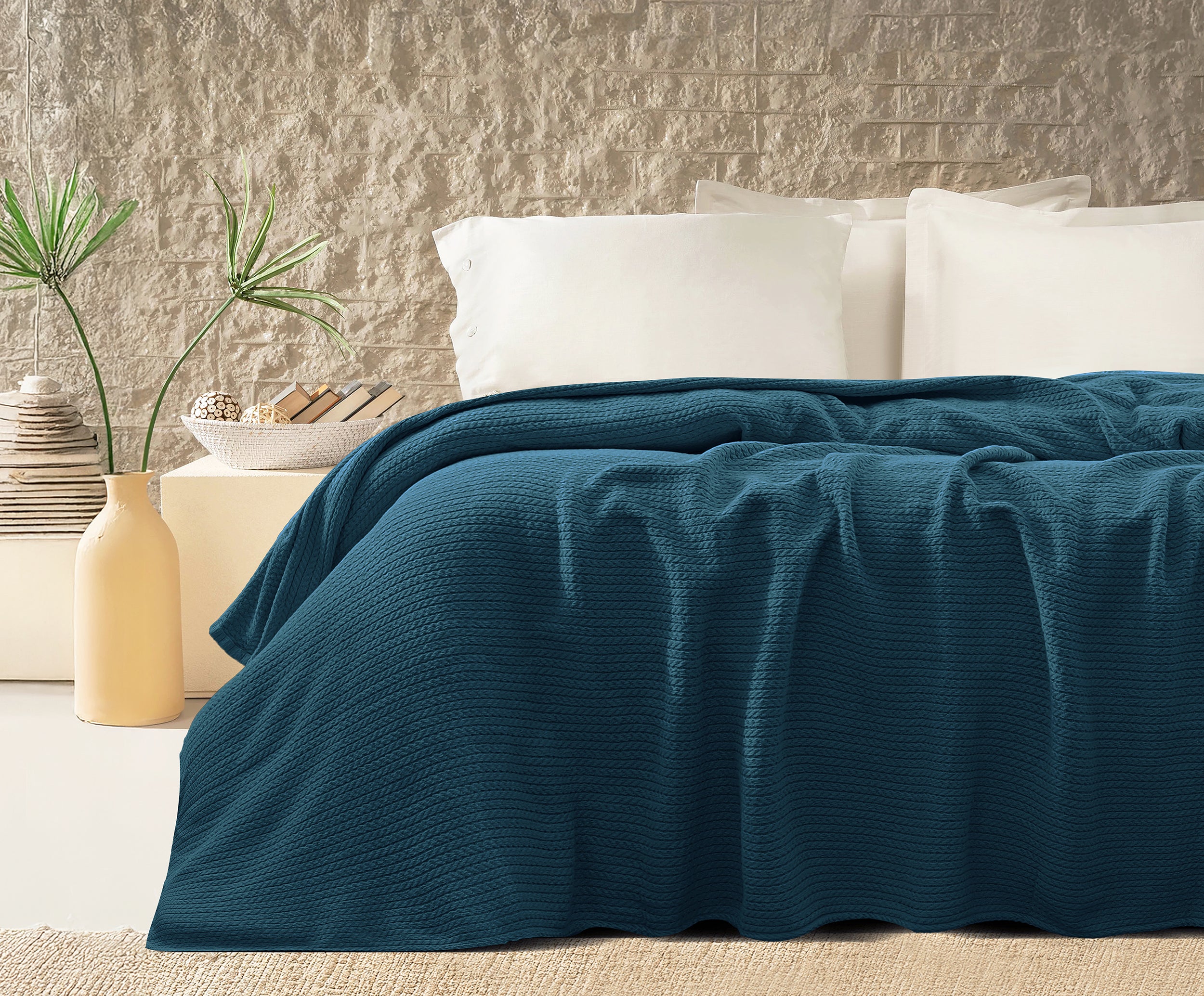 Premium Egyptian Cotton Orchid Throw Blanket Teal   color