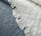 LunaTextured Bedspread – Soft Woven Coverlet with Decorative Fringe