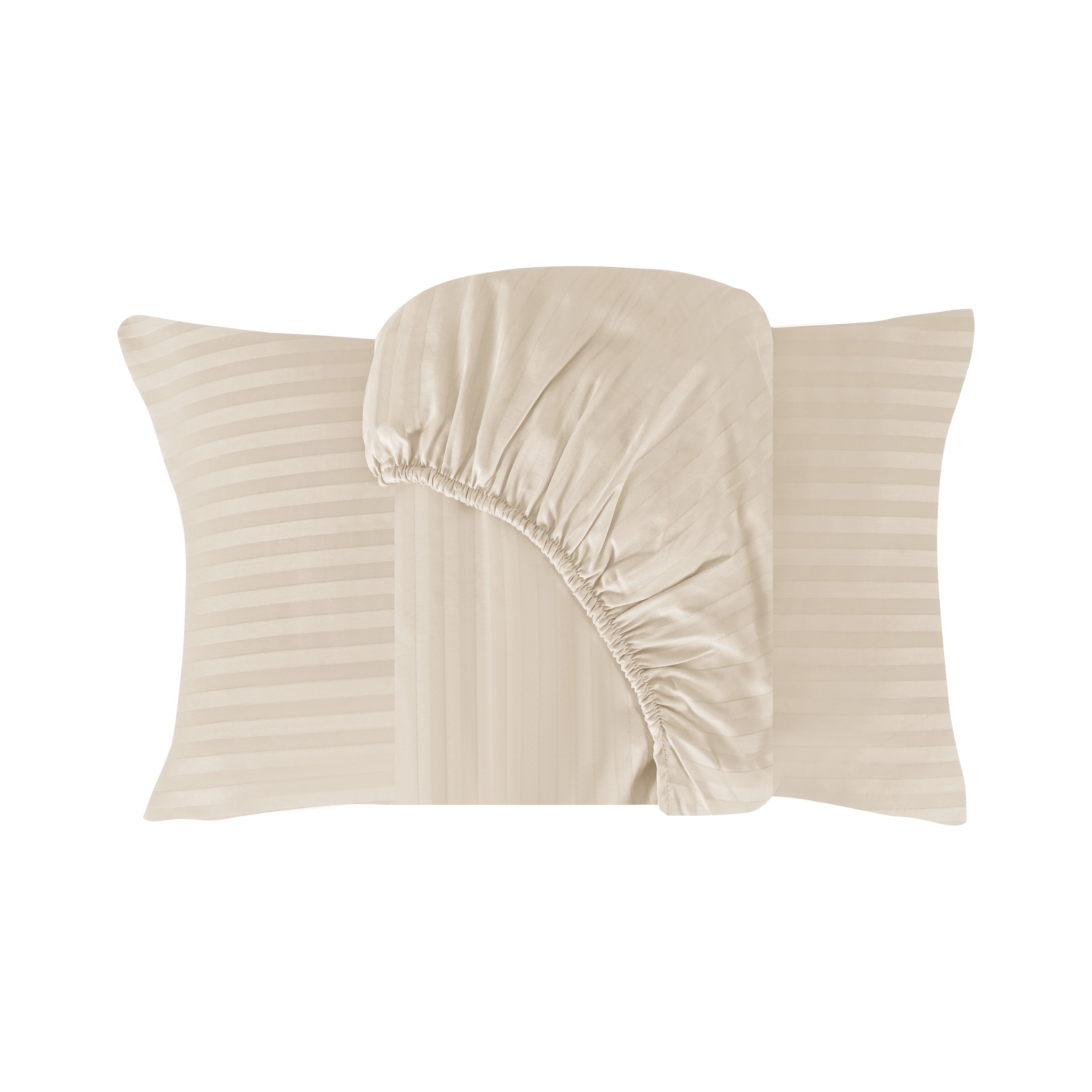 Luxury 500TC Stripes 100% Cotton Fitted Sheet Set, Soft & Breathable Bed Sheets, Deep Pocket Fitted Sheet with Pillowcases (Copy)