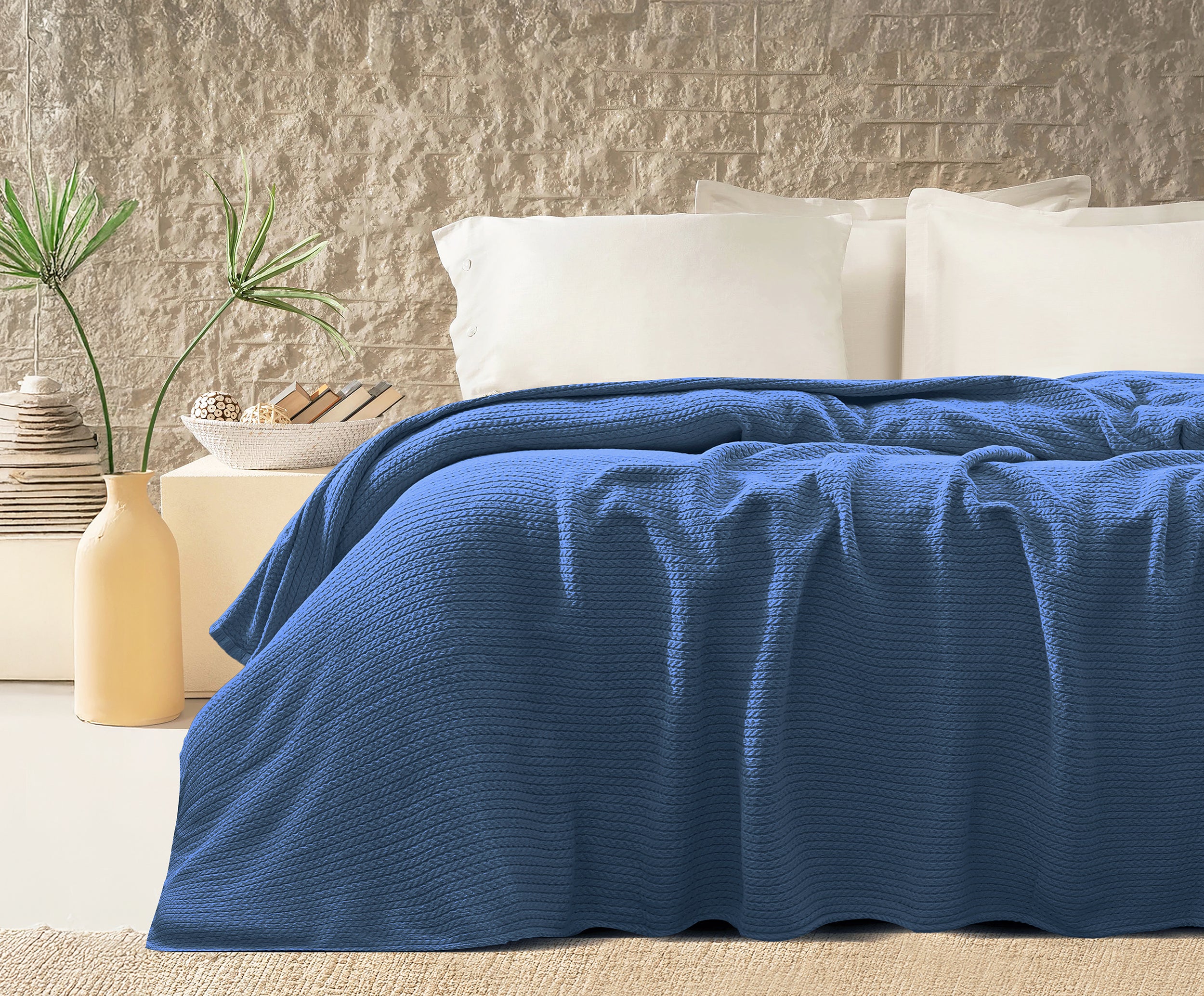 Premium Egyptian Cotton Orchid Throw Blanket Indigo  color