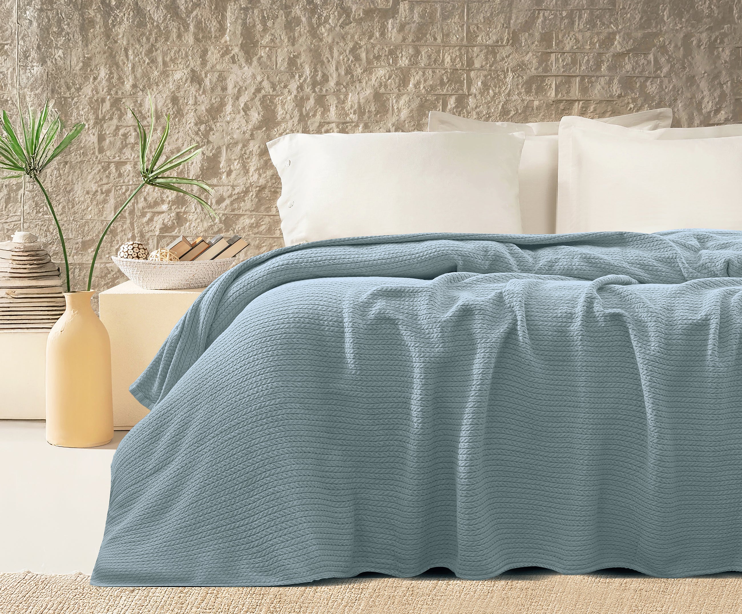 Premium Egyptian Cotton Orchid Throw Blanket Aqua  color