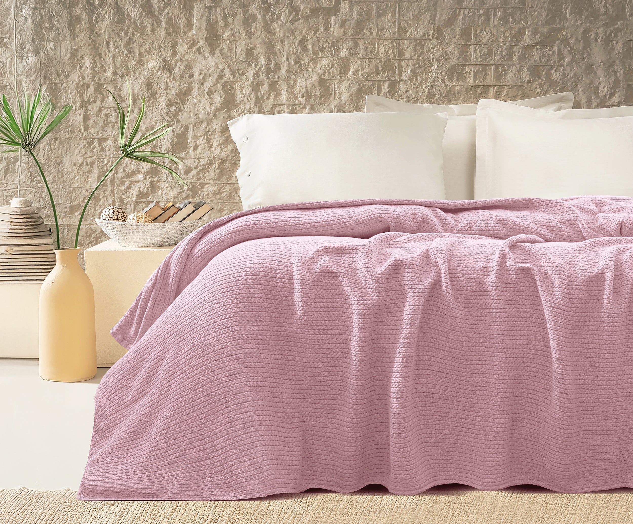 Premium Egyptian Cotton Orchid Throw Blanket Rose  color