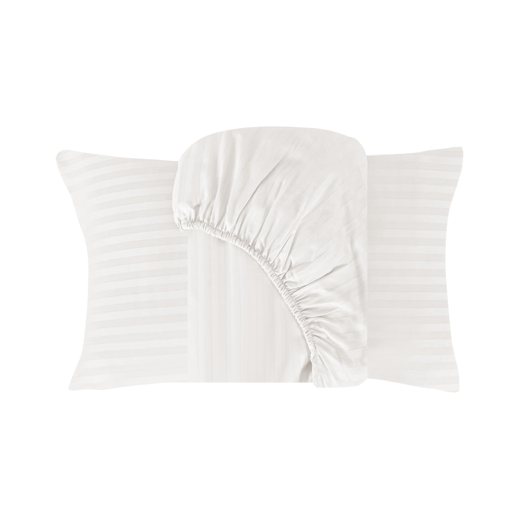 Luxury 500TC Stripes 100% Cotton Fitted Sheet Set, Soft & Breathable Bed Sheets, Deep Pocket Fitted Sheet with Pillowcases (Copy)