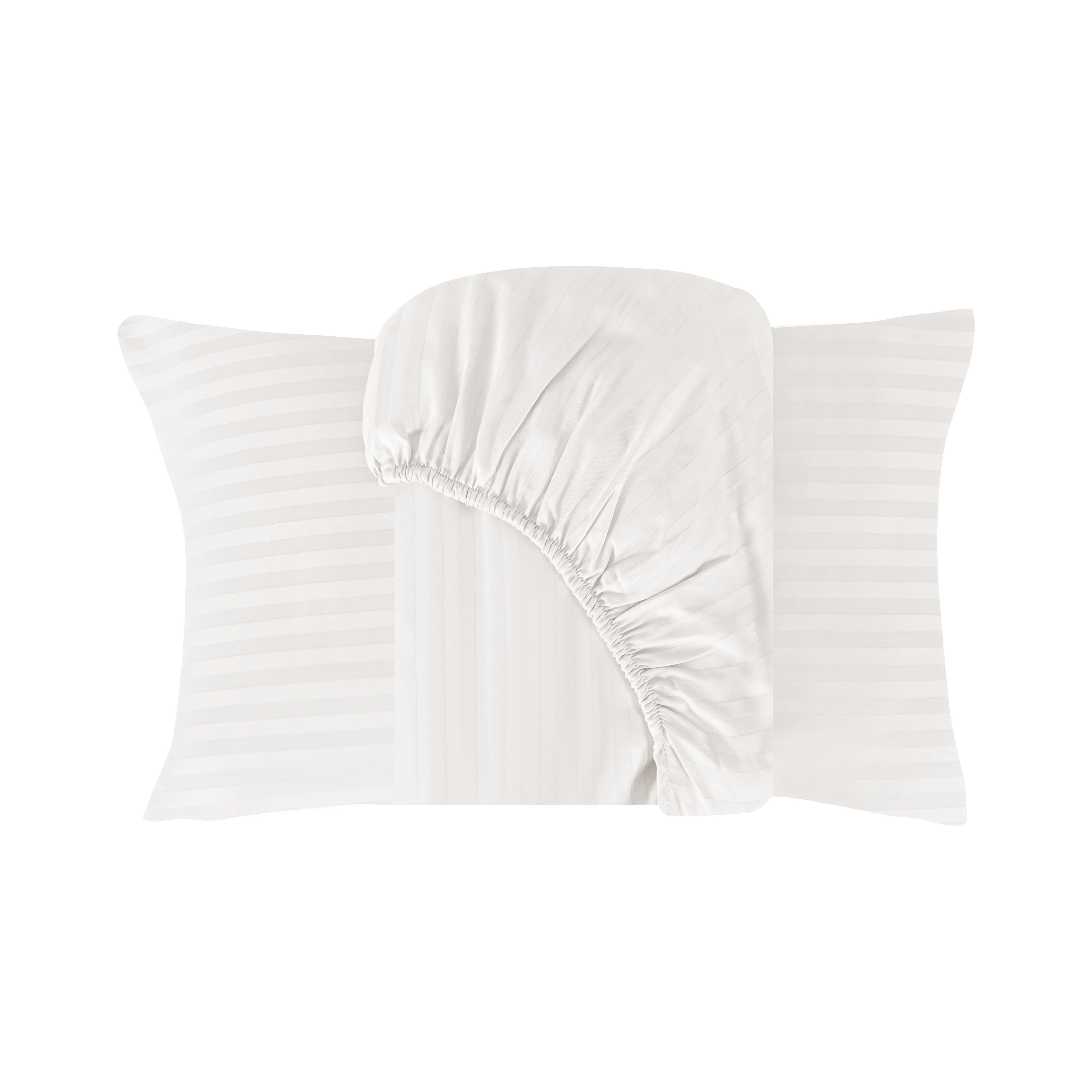 Luxury 500TC Stripes 100% Cotton Fitted Sheet Set, Soft & Breathable Bed Sheets, Deep Pocket Fitted Sheet with Pillowcases (Copy)