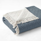 LunaTextured Bedspread – Soft Woven Coverlet with Decorative Fringe