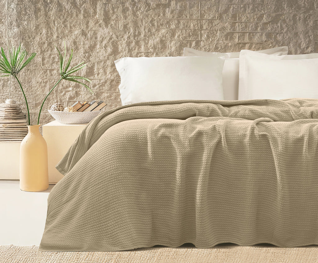 Premium Egyptian Cotton Orchid Throw Blanket Light cafe color