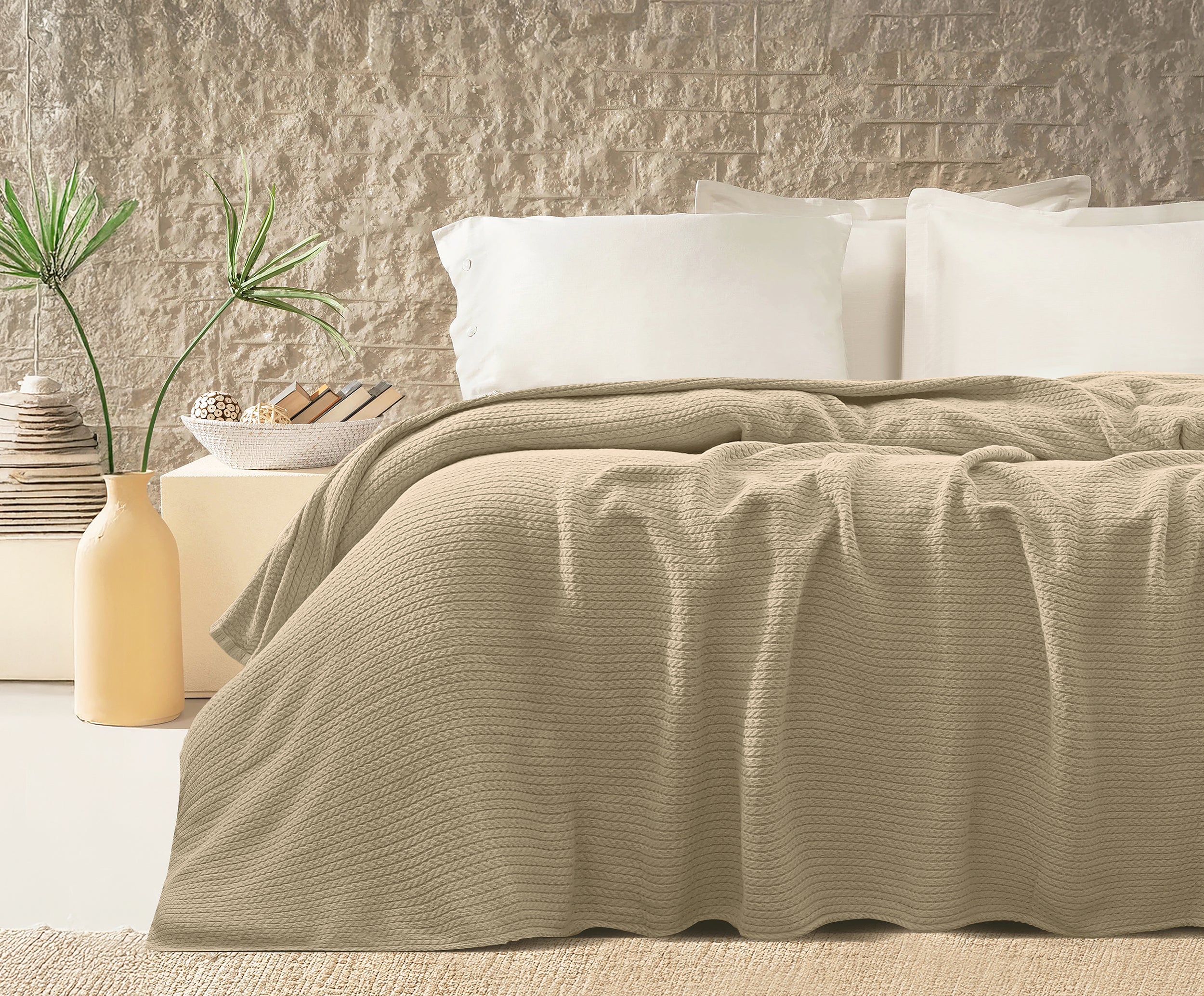 Premium Egyptian Cotton Orchid Throw Blanket Light cafe color