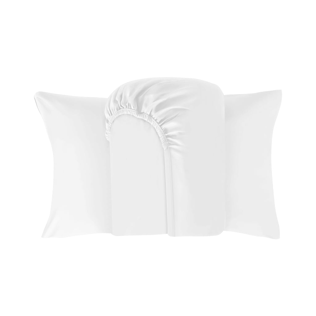 Luxury 300 TC 100% Cotton Fitted Sheet Set, Soft & Breathable Bed Sheets, Deep Pocket Fitted Sheet with Pillowcases