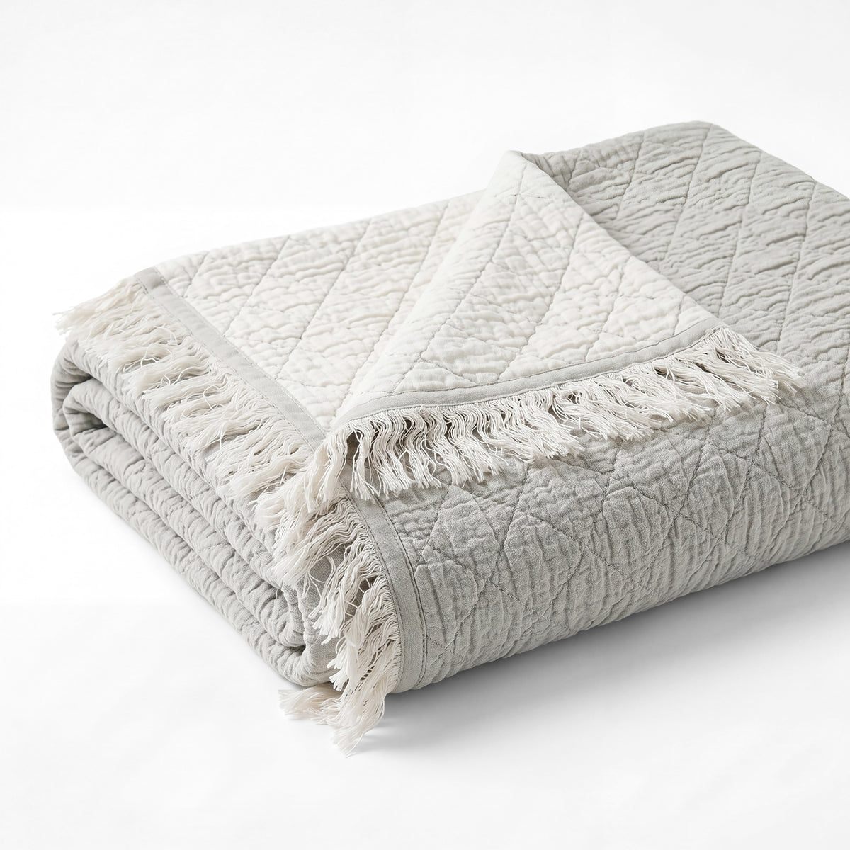 LunaTextured Bedspread – Soft Woven Coverlet with Decorative Fringe