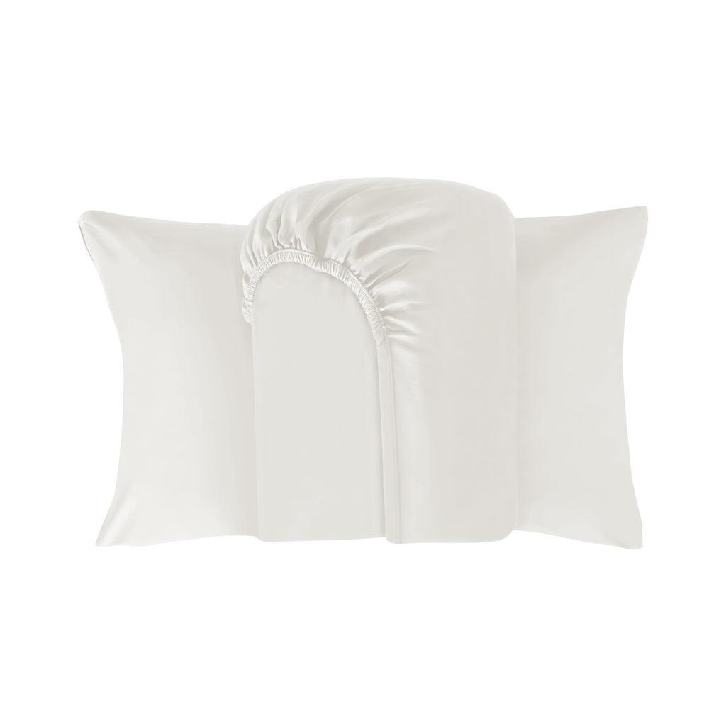 Luxury 300 TC 100% Cotton Fitted Sheet Set, Soft & Breathable Bed Sheets, Deep Pocket Fitted Sheet with Pillowcases