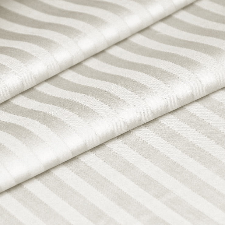 Luxury Satin Stripe Duvet Cover set – 1 cm Stripes ,Hotel Style Bedding (offwhite)