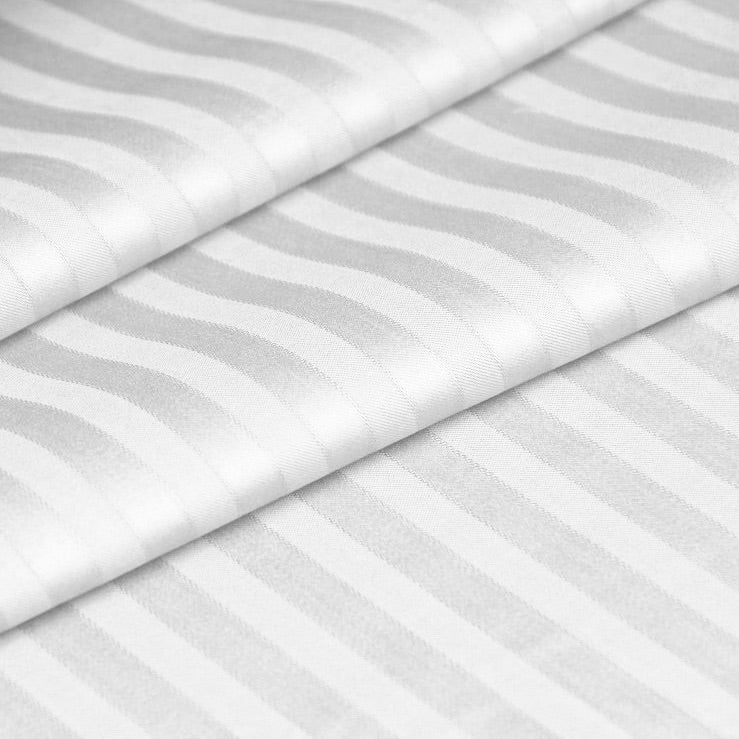 Luxury Satin Stripe Duvet Cover set – 1 cm Stripes ,Hotel Style Bedding (white)