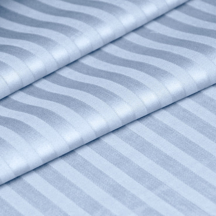 Luxury Satin Stripe Duvet Cover set – 1 cm Stripes ,Hotel Style Bedding (Baby Blue)