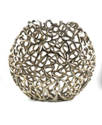 Gold-Tone Abstract Openwork Metal Decorative Sphere – Sculptural Tabletop Centerpiece