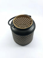 Black & Gold Star Pattern Metal Lantern – Decorative Candle Holder with Handle