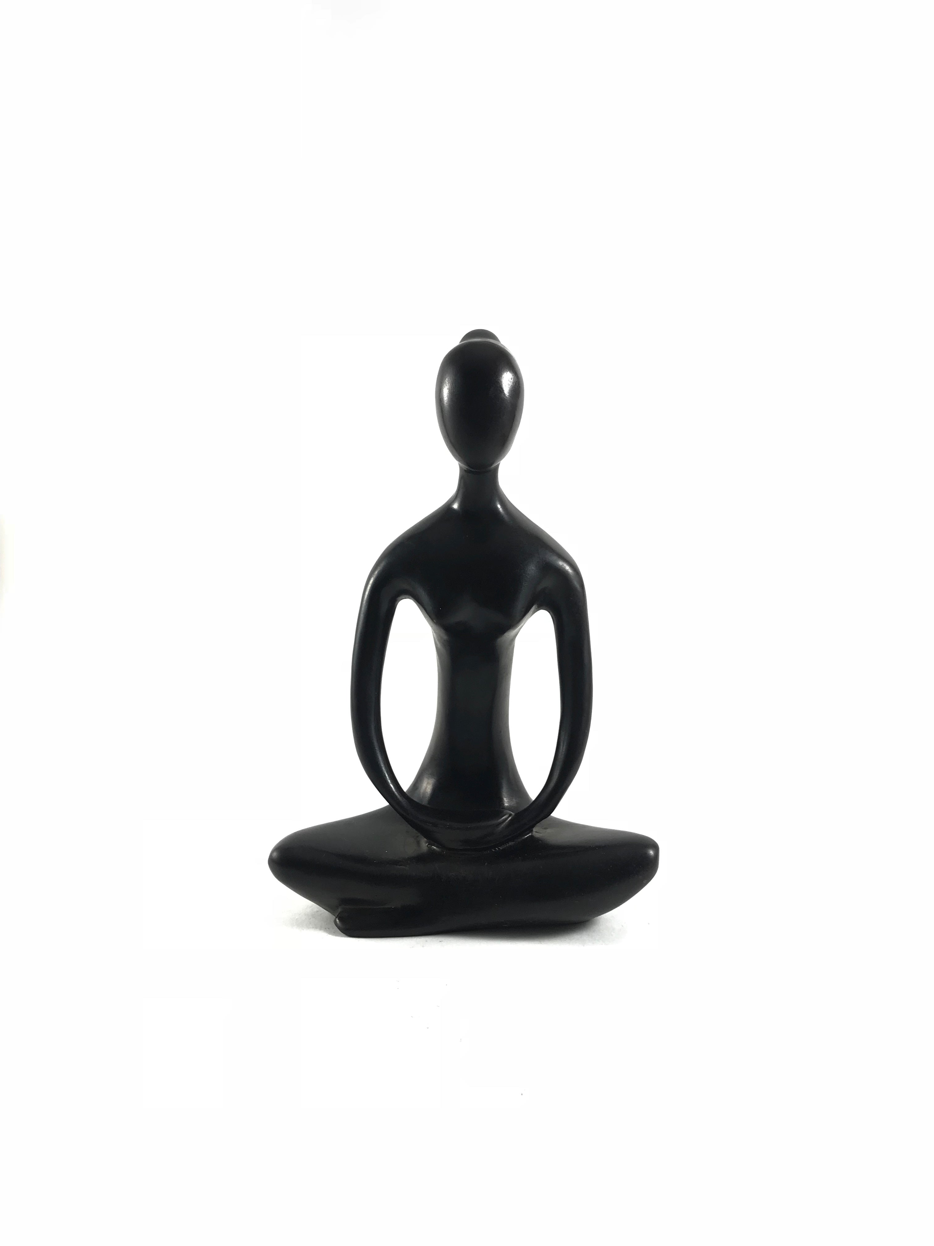 Black Abstract Human Figure Sculpture – Modern Minimalist Tabletop Decorative Statue