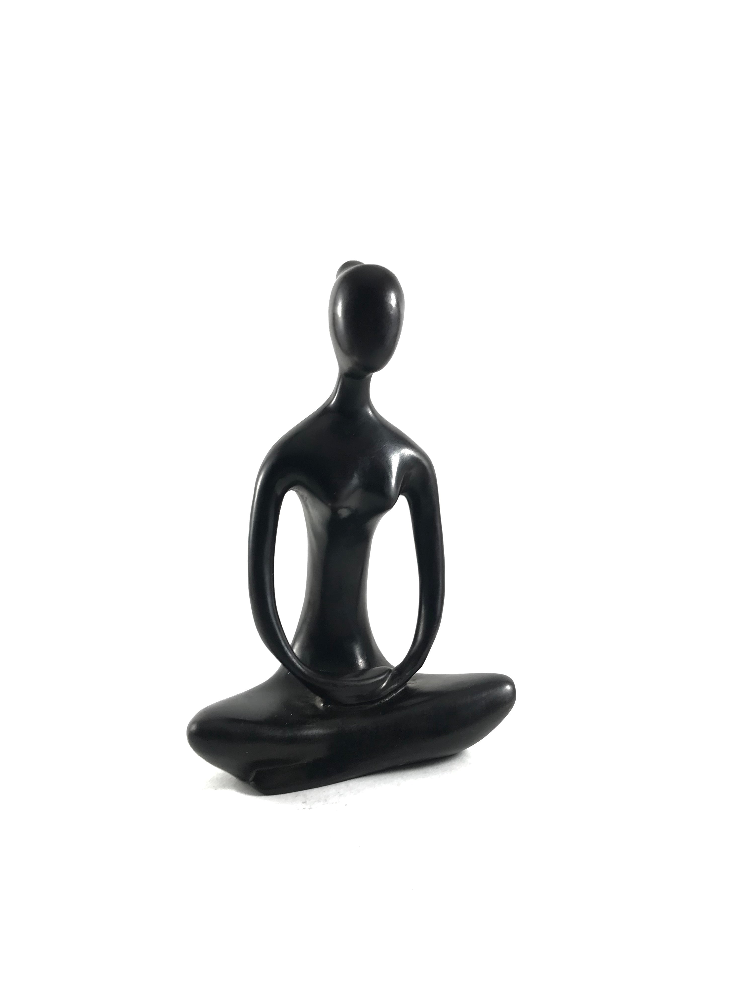 Black Abstract Human Figure Sculpture – Modern Minimalist Tabletop Decorative Statue