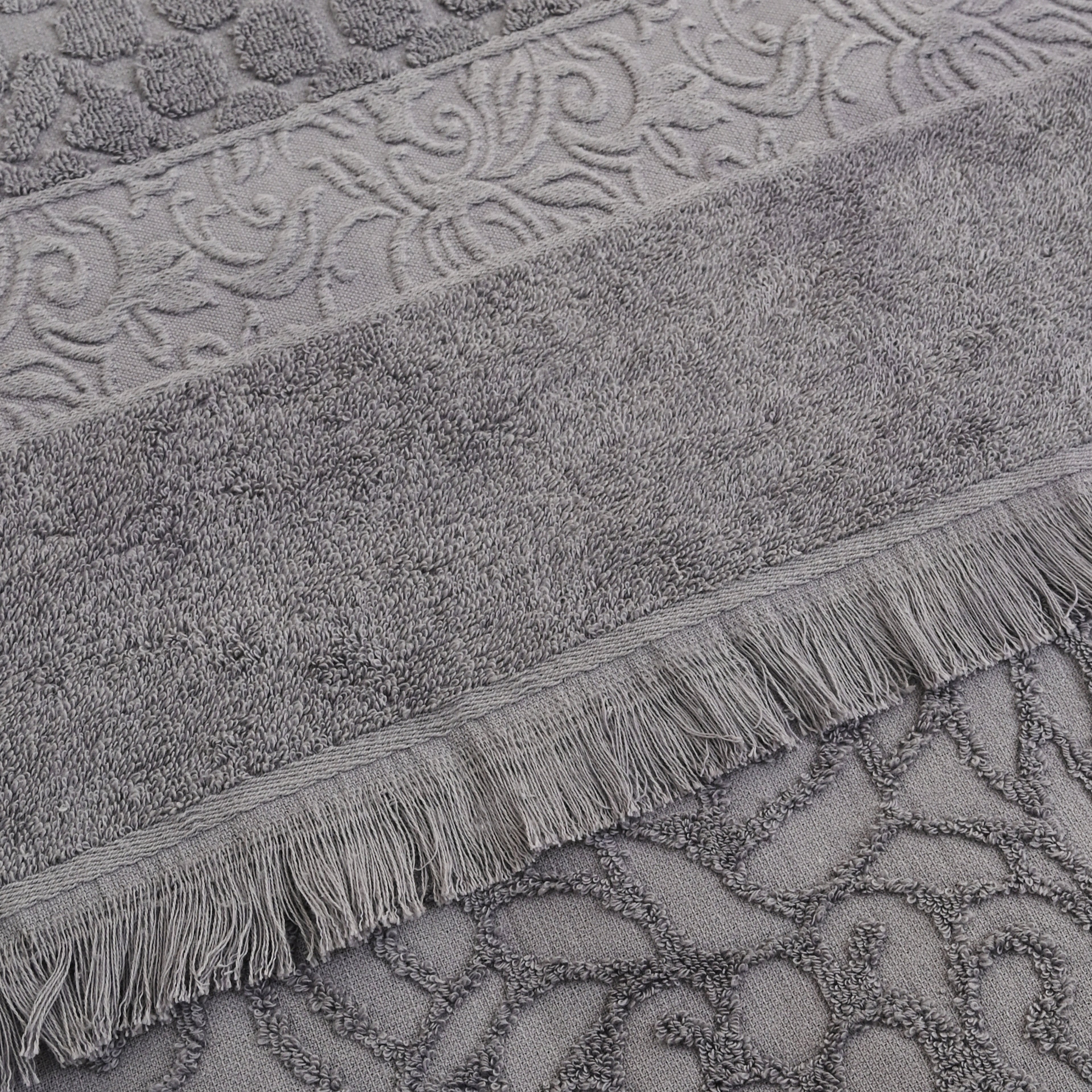 Premium Quality Cotton Bath Towel Set, Pack of 3 Pieces (Grey)