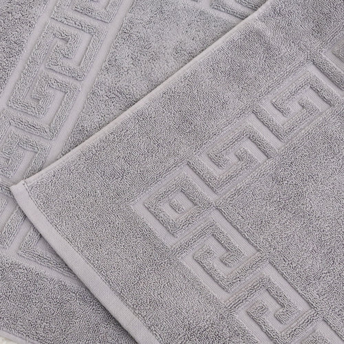 Border Bath Mat 100% Cotton – Soft & Highly Absorbent, Quick-Dry , Grey Color, Size 51 × 73 cm.