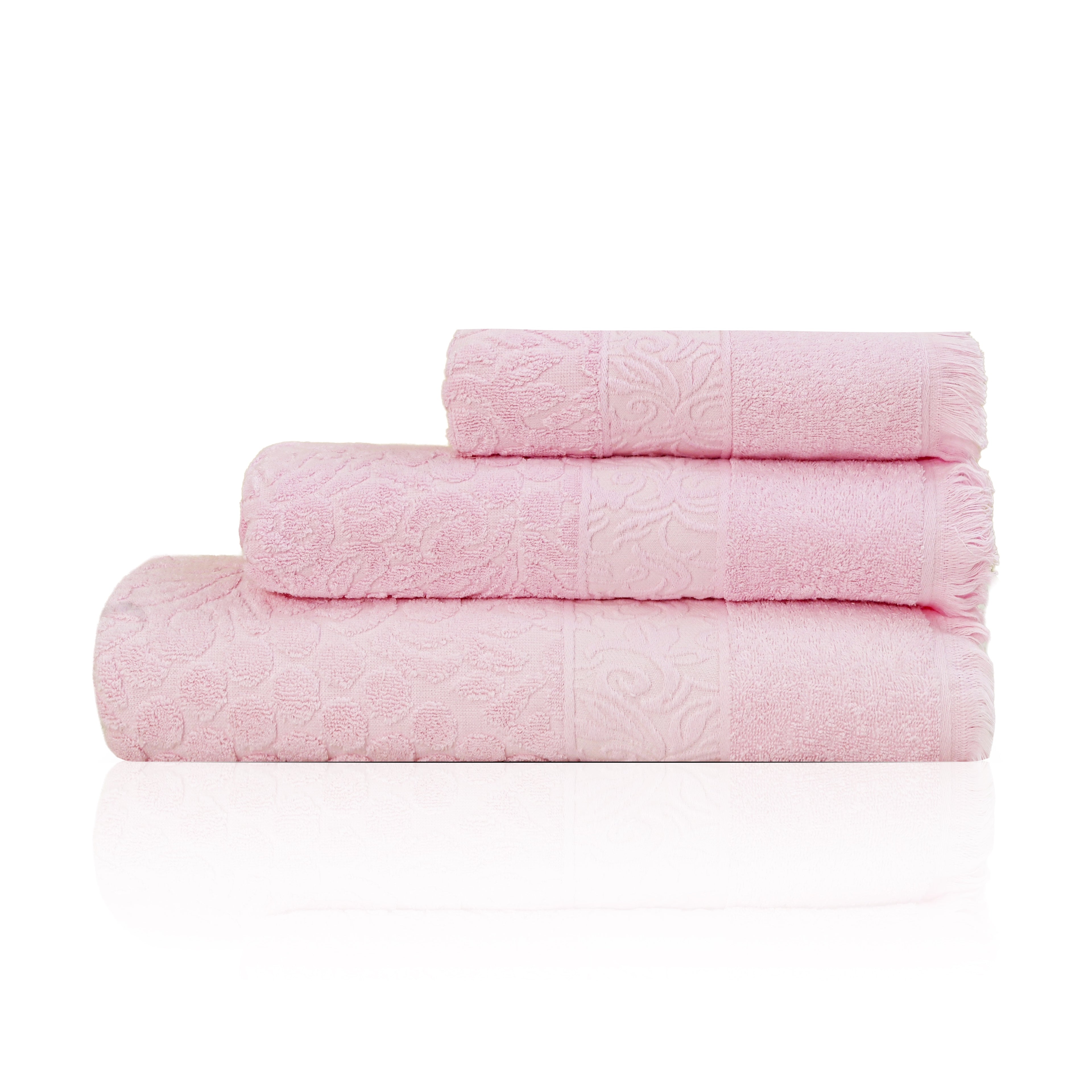 Premium Quality Cotton Bath Towel Set, Pack of 3 Pieces (rose)