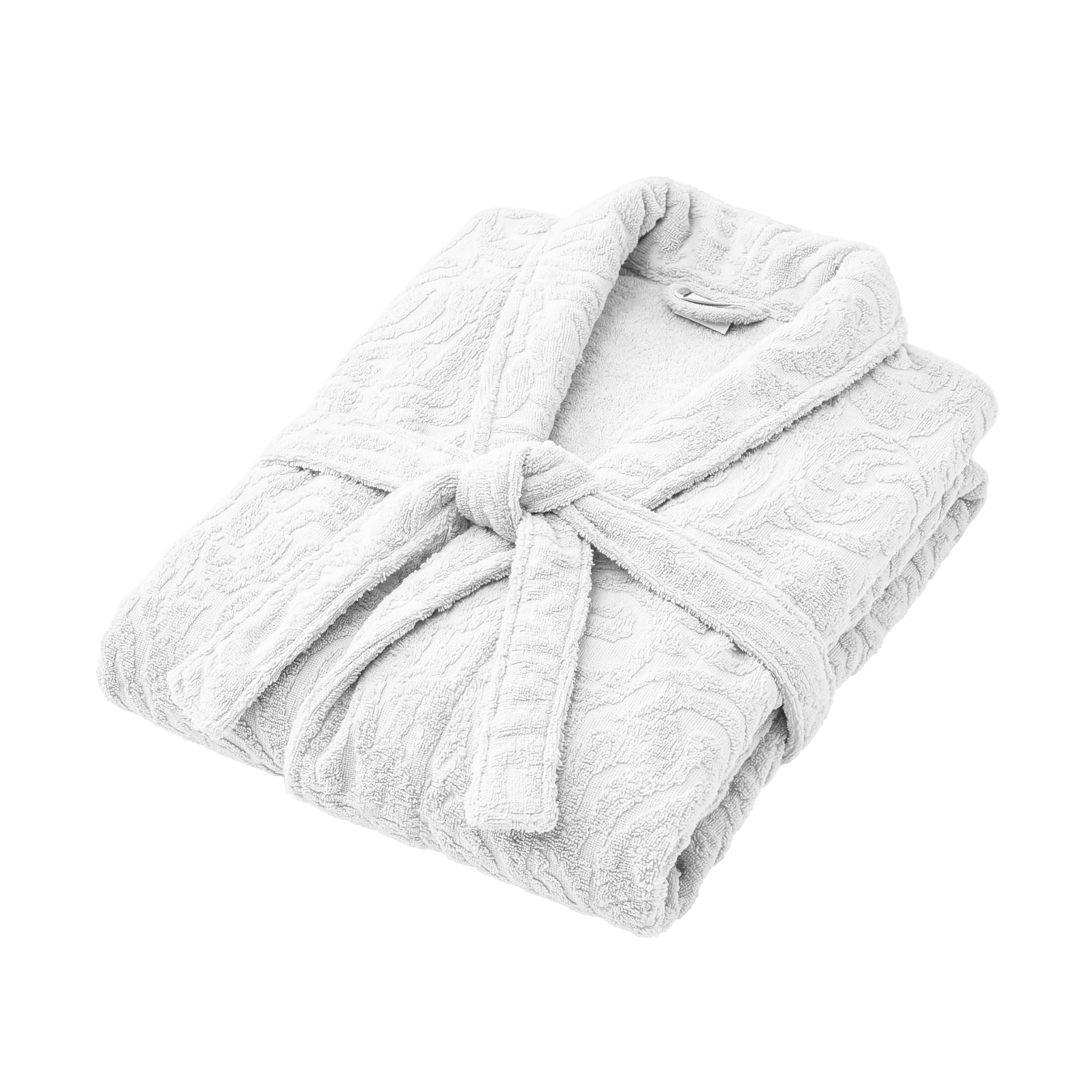 Eliz 100% Cotton Jacquard Bathrobe – Soft Absorbent Spa & Hotel Robe (Offwhite)