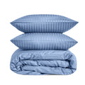 Luxury Satin Stripe Duvet Cover set – 1 cm Stripes ,Hotel Style Bedding (Petroleum)