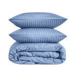 Luxury Satin Stripe Duvet Cover set – 1 cm Stripes ,Hotel Style Bedding (Petroleum)