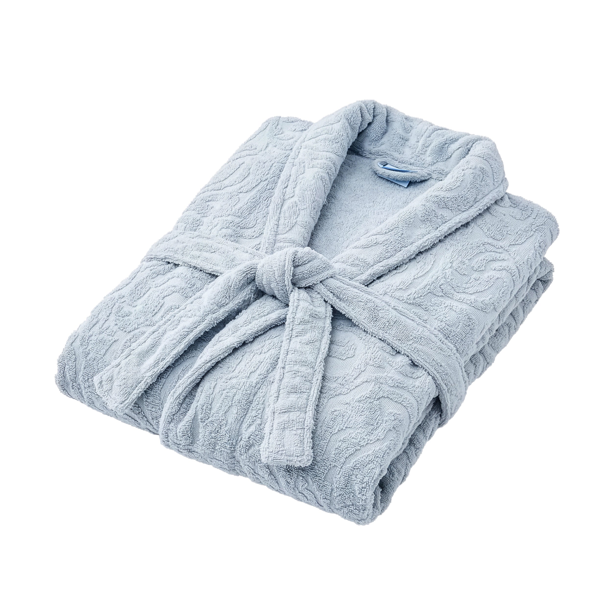 Eliz 100% Cotton Jacquard Bathrobe – Soft Absorbent Spa & Hotel Robe (Baby Blue)