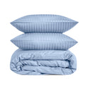 Luxury Satin Stripe Duvet Cover set – 1 cm Stripes ,Hotel Style Bedding (Baby Blue)