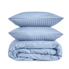 Luxury Satin Stripe Duvet Cover set – 1 cm Stripes ,Hotel Style Bedding (Baby Blue)