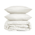 Luxury Satin Stripe Duvet Cover set – 1 cm Stripes ,Hotel Style Bedding (offwhite)