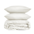Luxury Satin Stripe Duvet Cover set – 1 cm Stripes ,Hotel Style Bedding (offwhite)