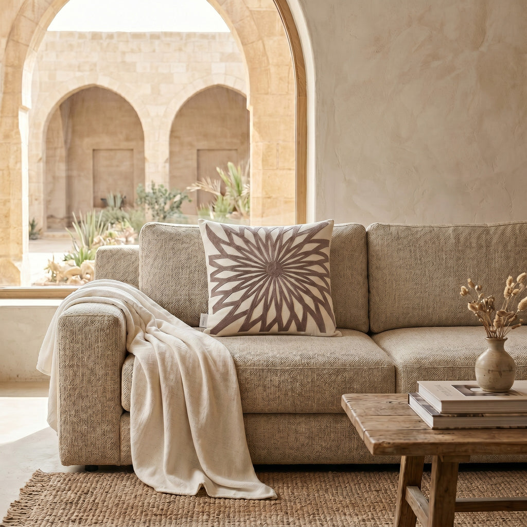 OasisCotton Cushion with Filling Included | Premium Cotton Decorative Pillow for Sofa,outdoor & Living Room