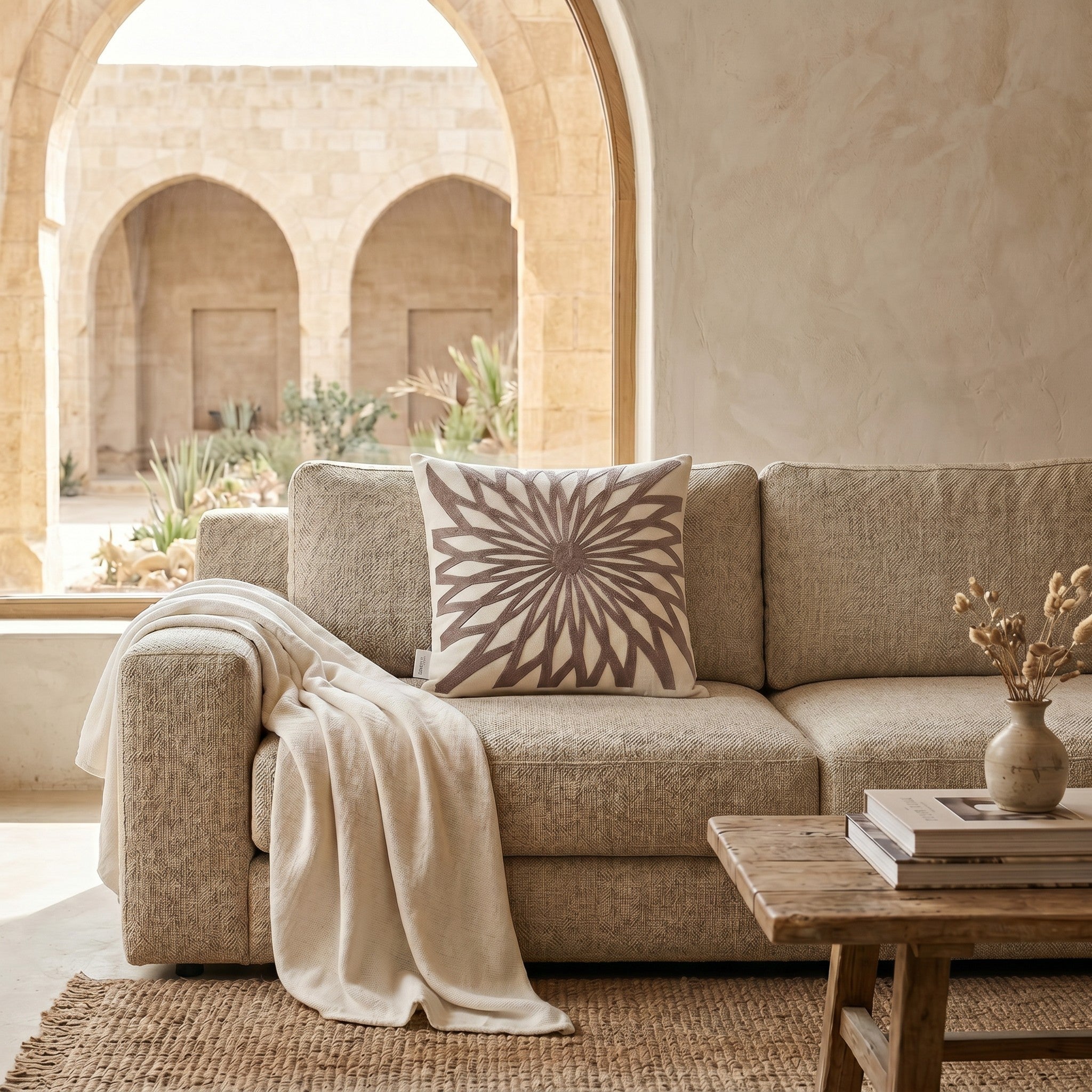 OasisCotton Cushion with Filling Included | Premium Cotton Decorative Pillow for Sofa,outdoor & Living Room
