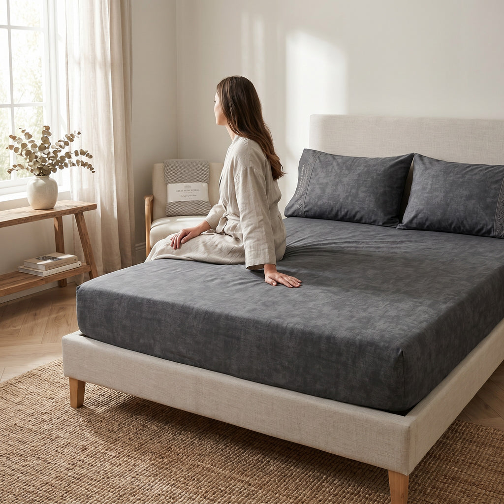 200 TC Premium Luxury Fitted Bed Sheet Set – Extra Soft, Breathable & Skin-Friendly with Deep Elastic Pockets, , Random  pattern