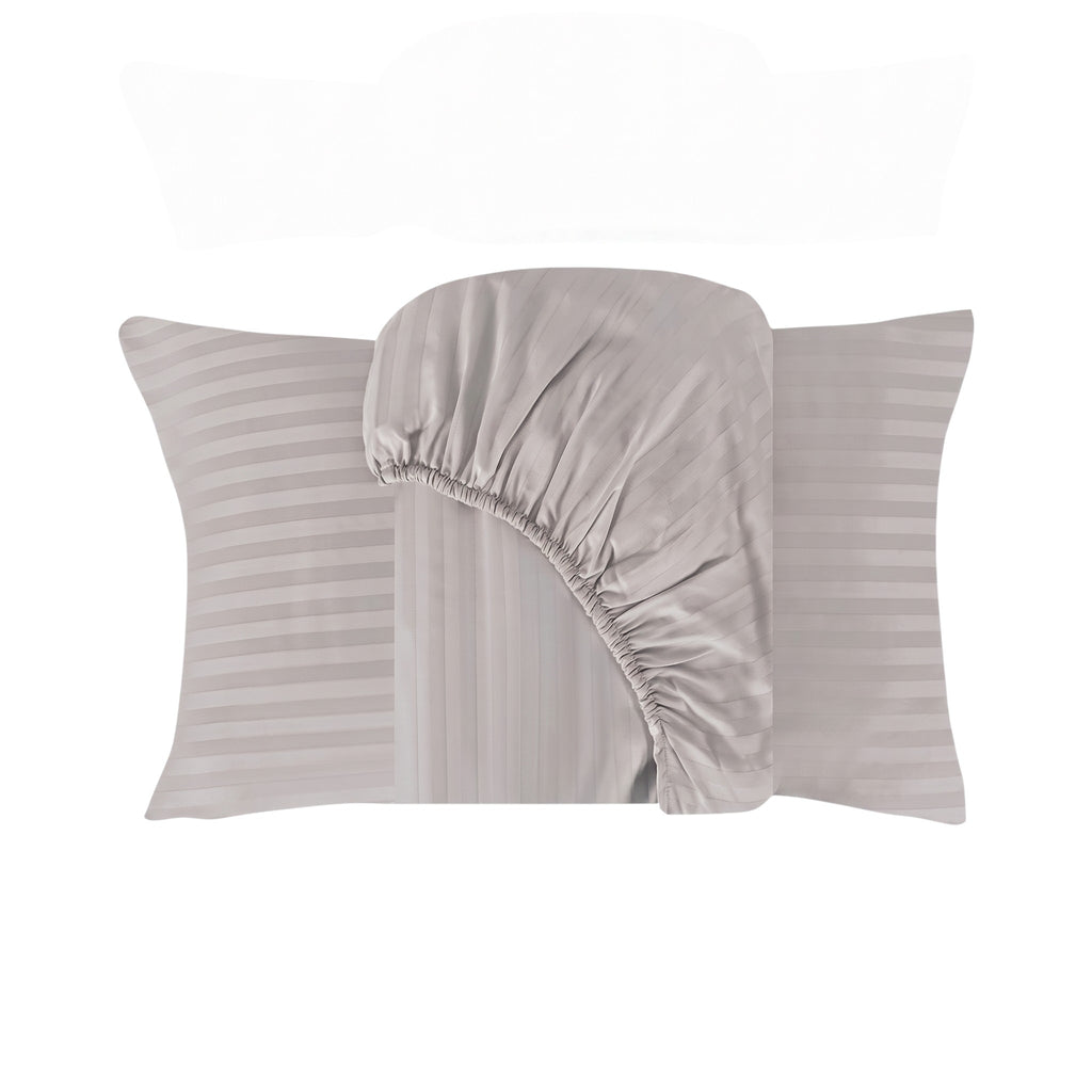 Luxury 500TC Stripes 100% Cotton Fitted Sheet Set, Soft & Breathable Bed Sheets, Deep Pocket Fitted Sheet with Pillowcases (Copy)