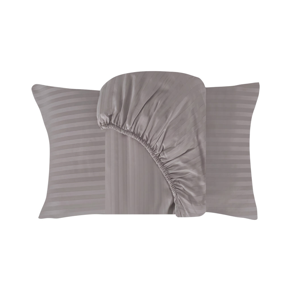 Luxury 500TC Stripes 100% Cotton Fitted Sheet Set, Soft & Breathable Bed Sheets, Deep Pocket Fitted Sheet with Pillowcases (Copy)