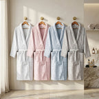 Eliz 100% Cotton Jacquard Bathrobe – Soft Absorbent Spa & Hotel Robe (Rose)