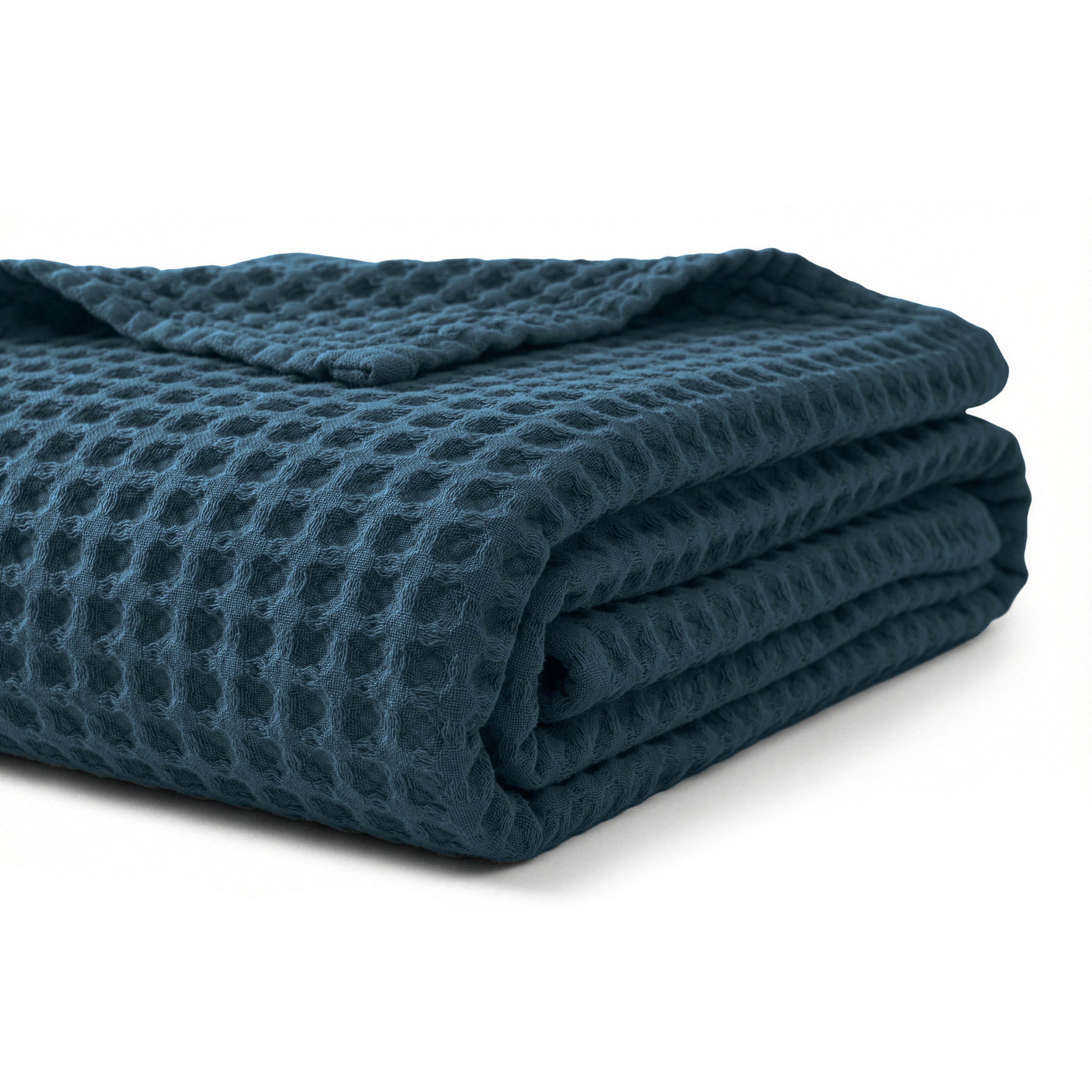 Egyptian cotton Waffle throw blanket,ultra-soft & lightweight with an elegant woven design ,king size 255x225 cm ,Teal  Color