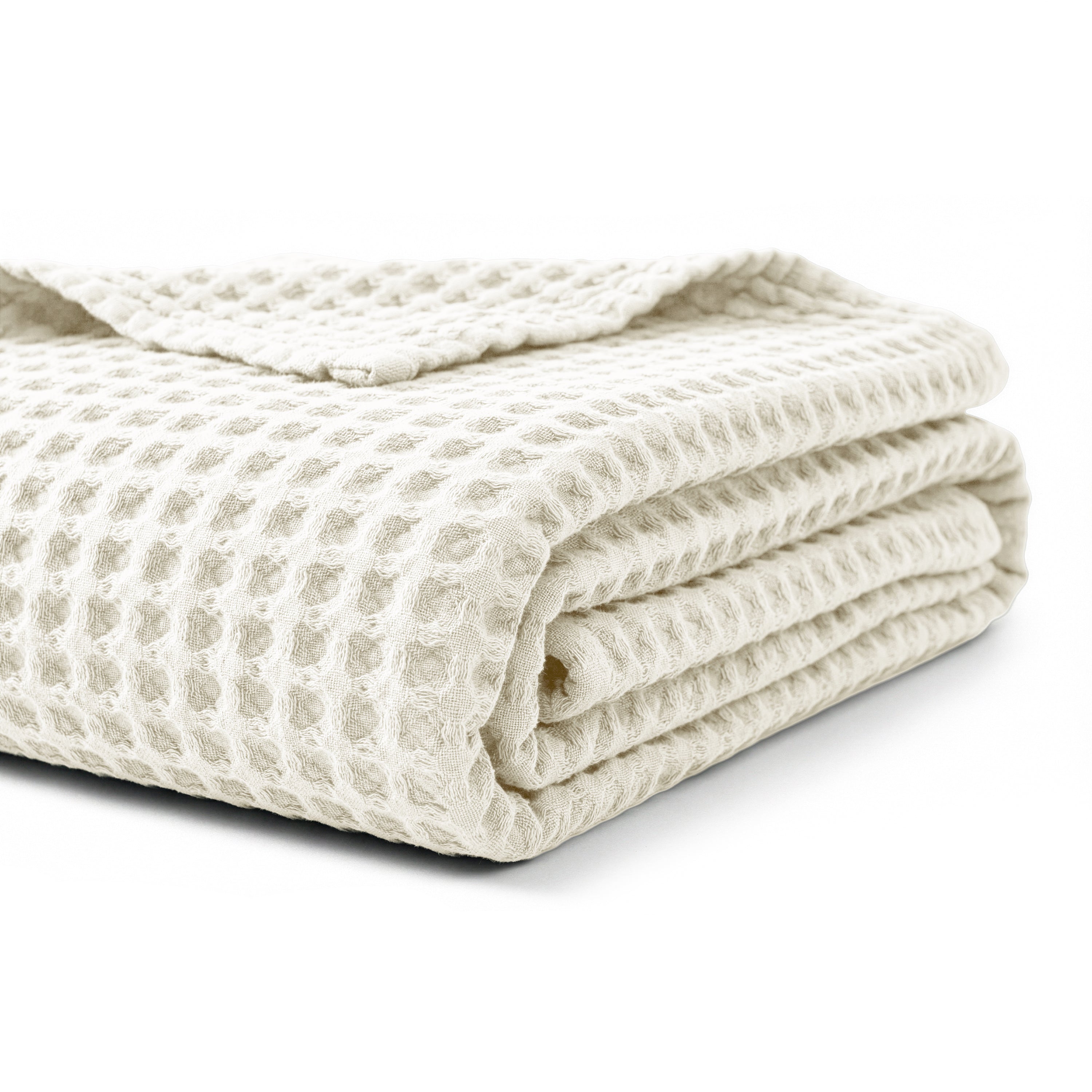 Egyptian cotton Waffle throw blanket,ultra-soft & lightweight with an elegant woven design ,king size 255x225 cm ,Offwhite  Color
