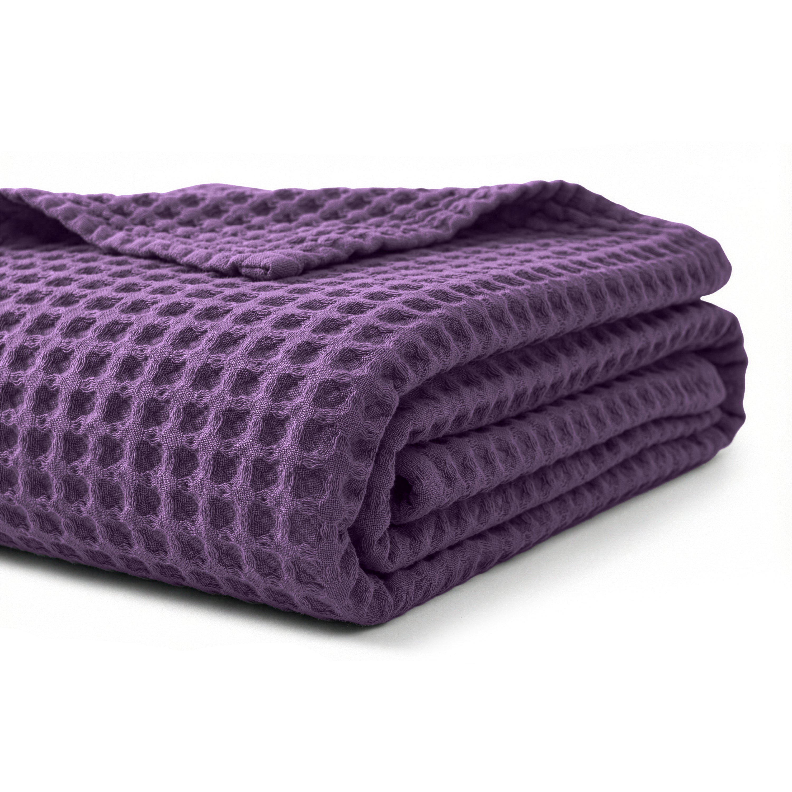 Egyptian cotton Waffle throw blanket,ultra-soft & lightweight with an elegant woven design ,king size 255x225 cm ,Dark mauve  Color