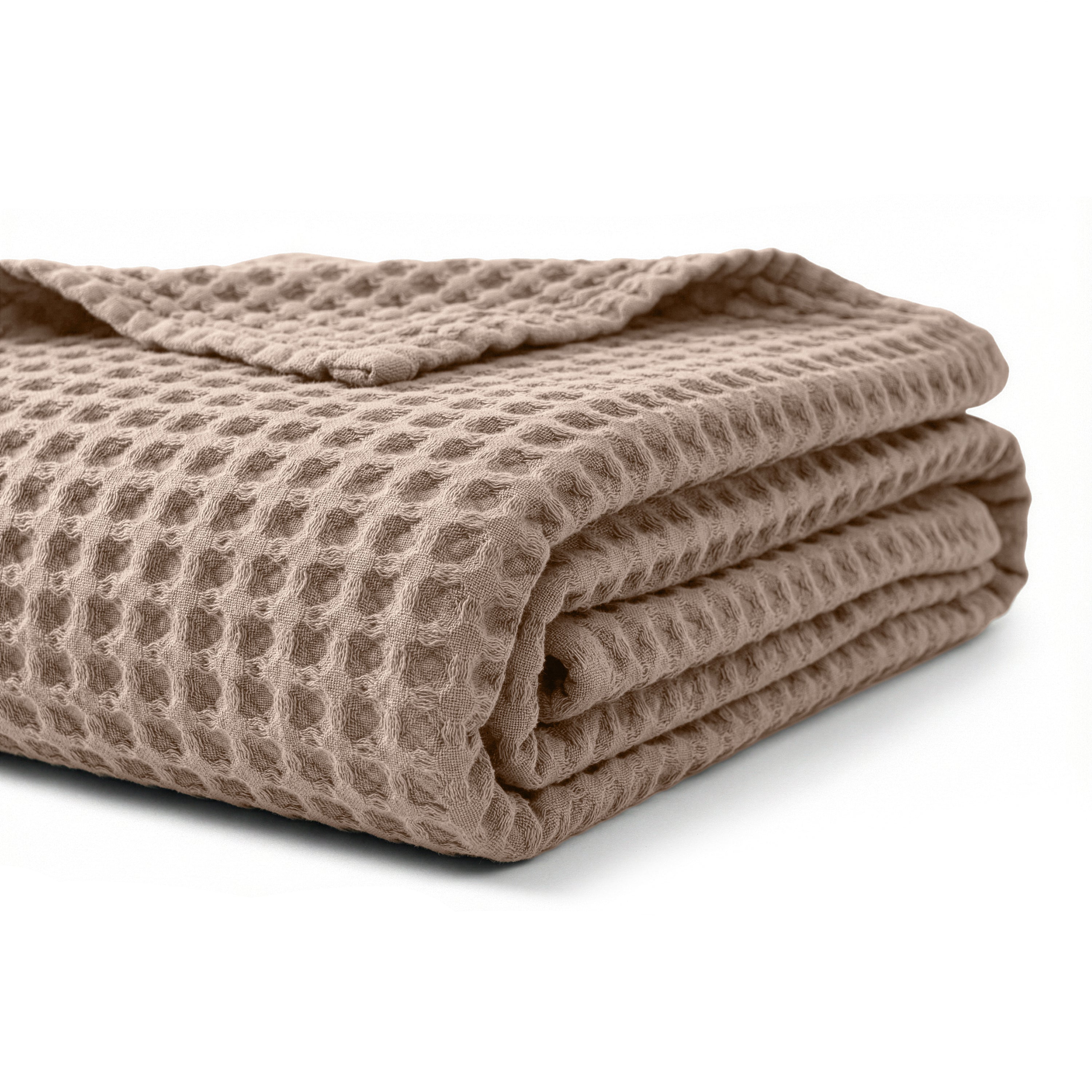 Egyptian cotton Waffle throw blanket,ultra-soft & lightweight with an elegant woven design ,king size 255x225 cm ,Latte  Color