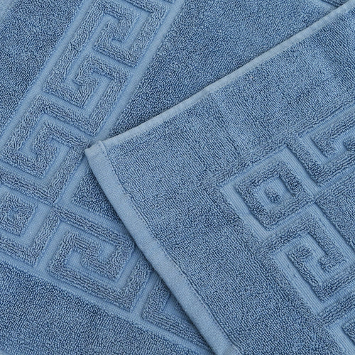 Border Bath Mat 100% Cotton – Soft & Highly Absorbent, Quick-Dry , Petroleum Color, Size 51 × 73 cm.