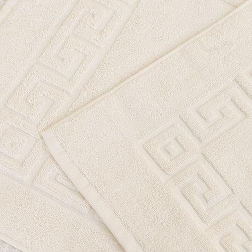 Border Bath Mat 100% Cotton – Soft & Highly Absorbent, Quick-Dry , OffWhite Color, Size 51 × 73 cm.