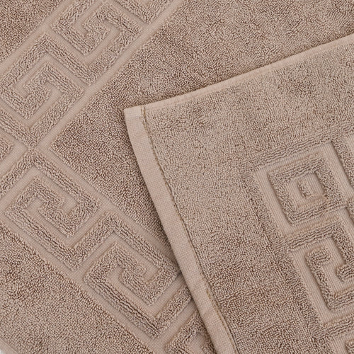 Border Bath Mat 100% Cotton – Soft & Highly Absorbent, Quick-Dry , Beige Color, Size 51 × 73 cm.