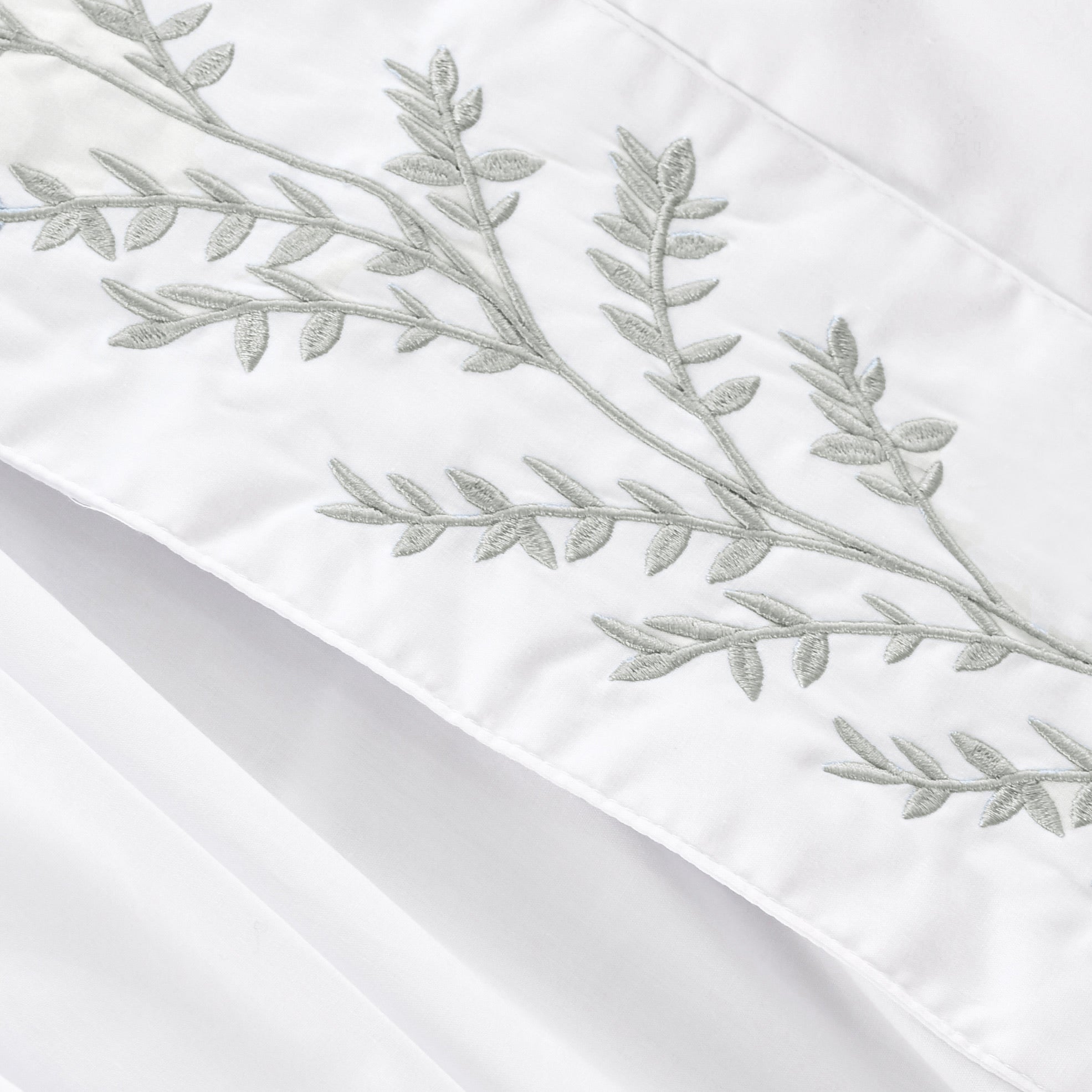 Capri White Soft Touch Embroidered Bed Sheet 240x260cm (2 pillow cases included)olive embroidery