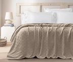Egyptian cotton Leno throw blanket,ultra-soft & lightweight with an elegant woven design ,king size 255x225 cm , Light Café